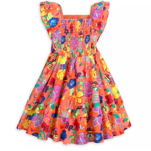 Disney Other - NWOT Disney Encanto Bright Tropical Print Sundress - Orange Floral Size 5/6